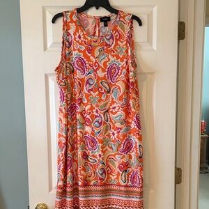 MSK Sleeveless Mini Dress - Orange and Pink Paisley